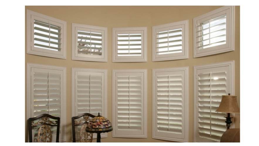 Bay window with plantation shutters